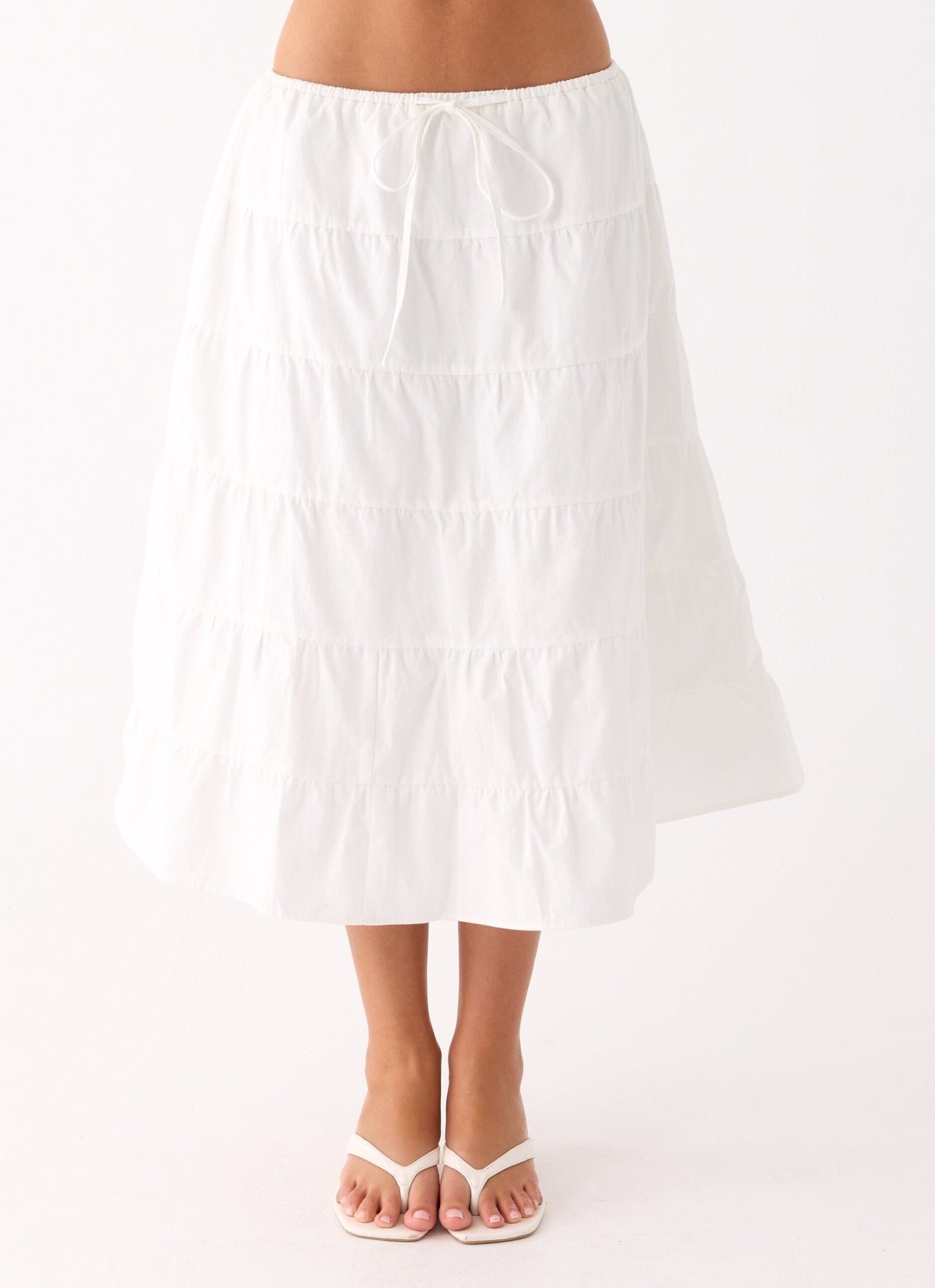 Tiered Midi Skirt – White