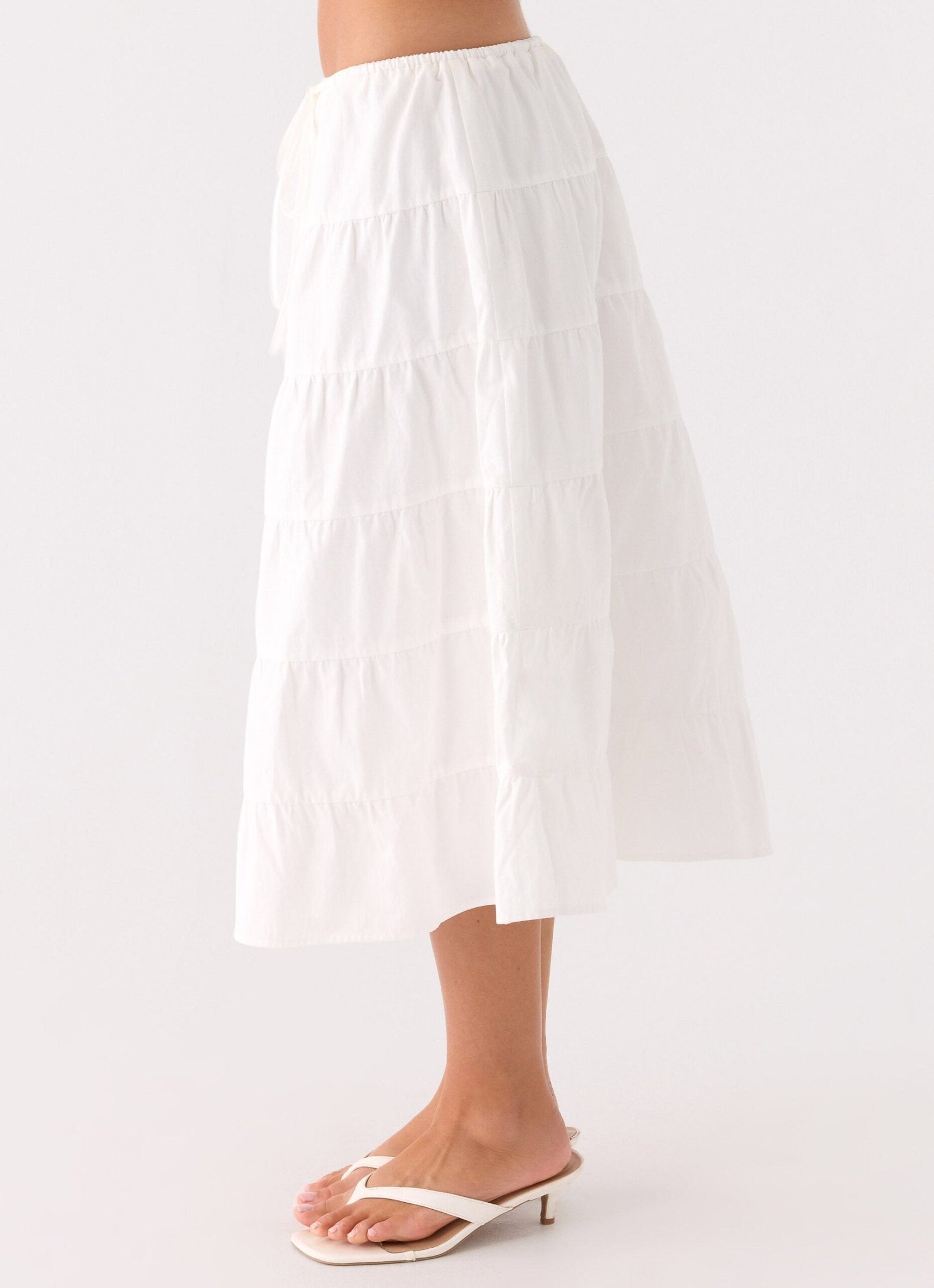 Tiered Midi Skirt – White