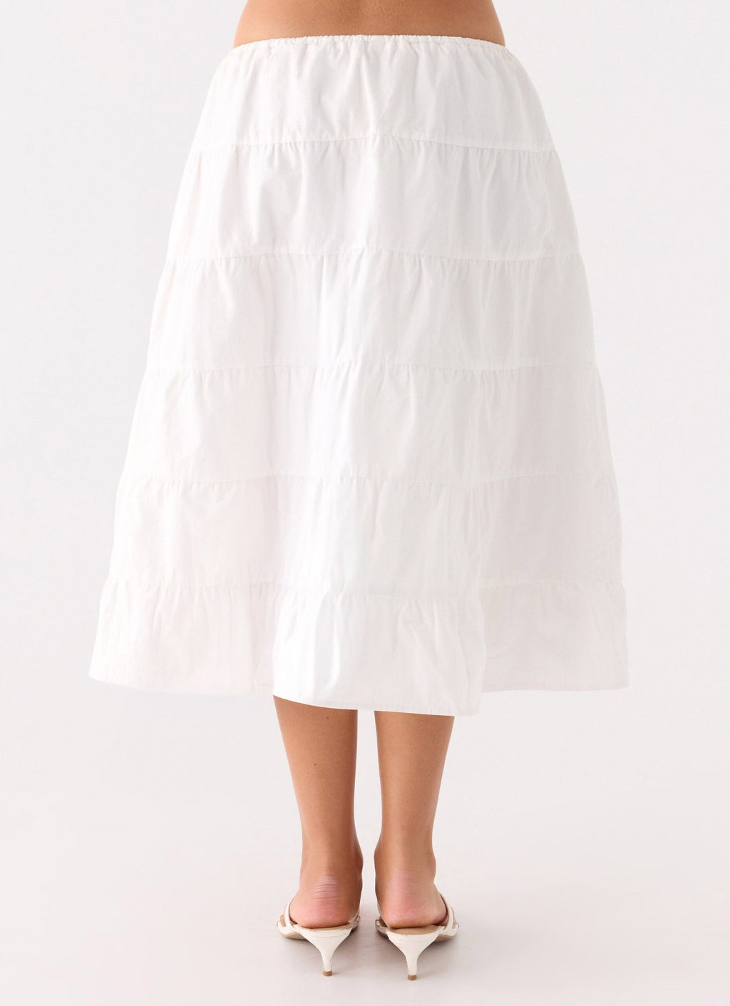 Tiered Midi Skirt – White