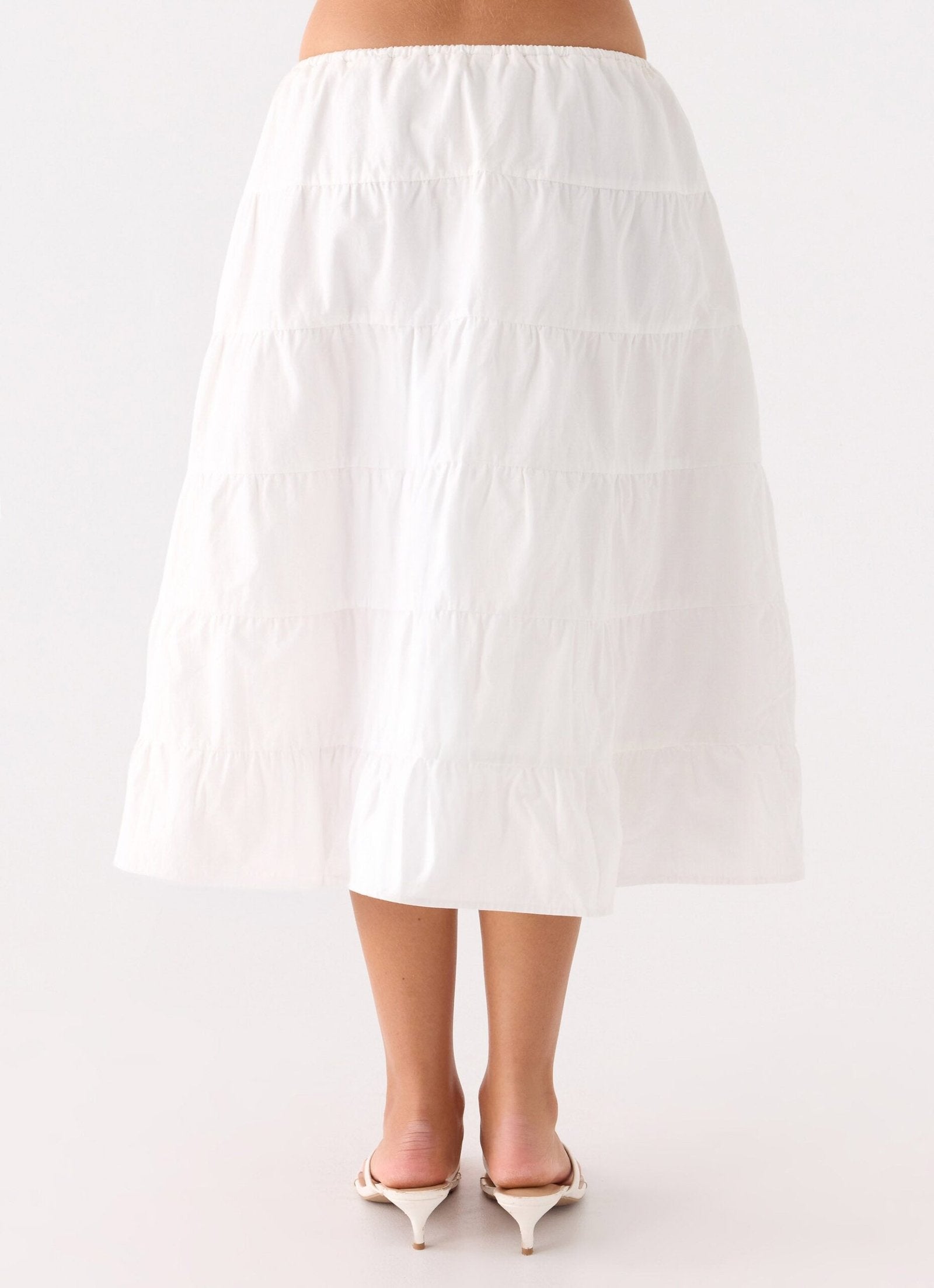 Tiered Midi Skirt – White