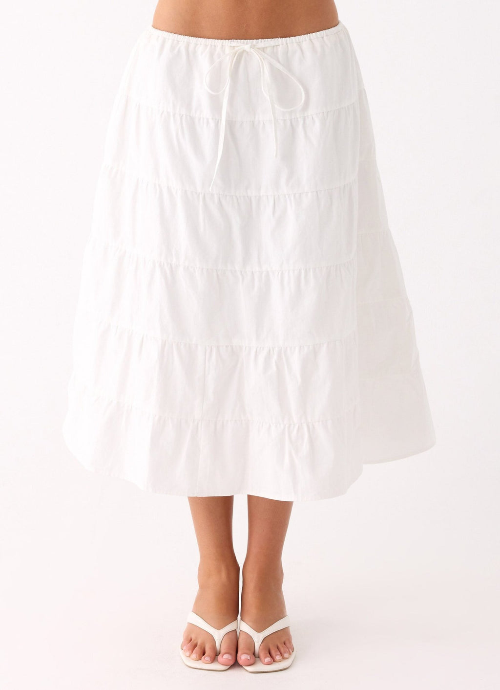 Tiered Midi Skirt – White