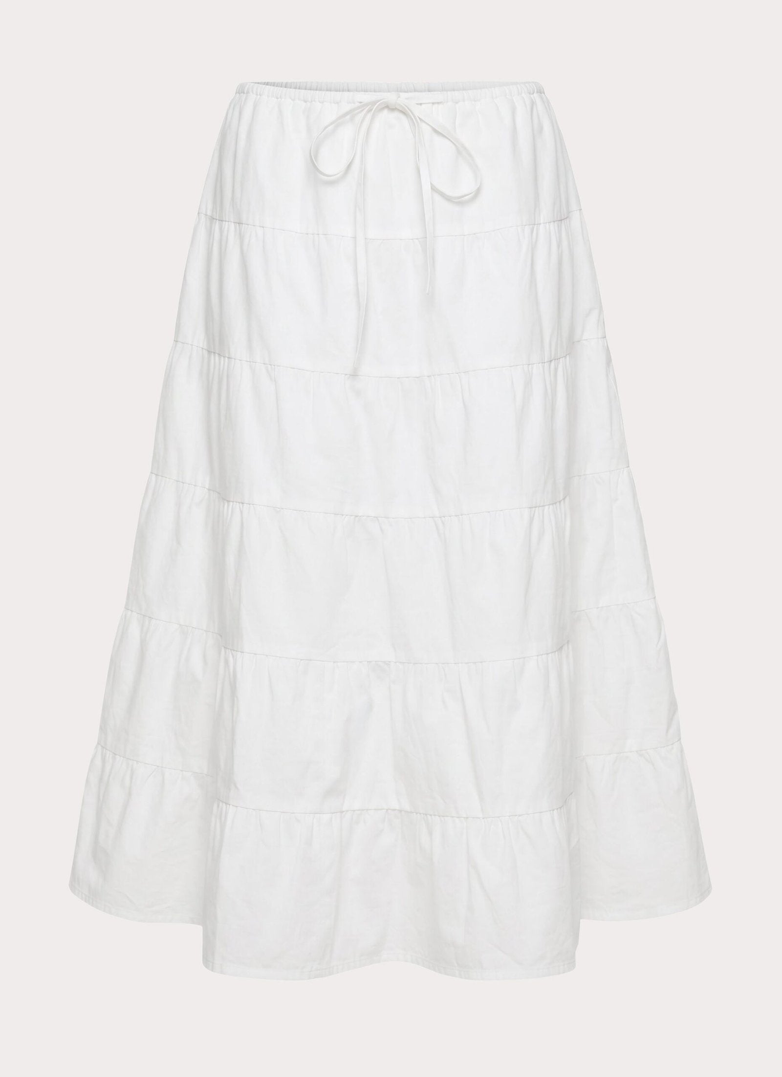 Tiered Midi Skirt – White