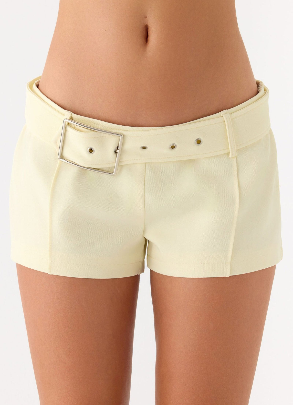 Favourite Moment Belt Mini Shorts – Pale Yellow