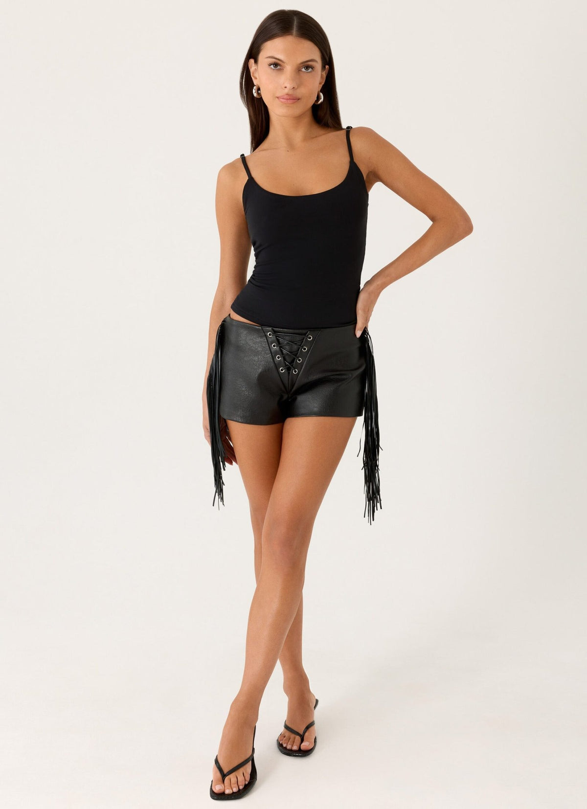 Isiah Low Rise PU Shorts – Black