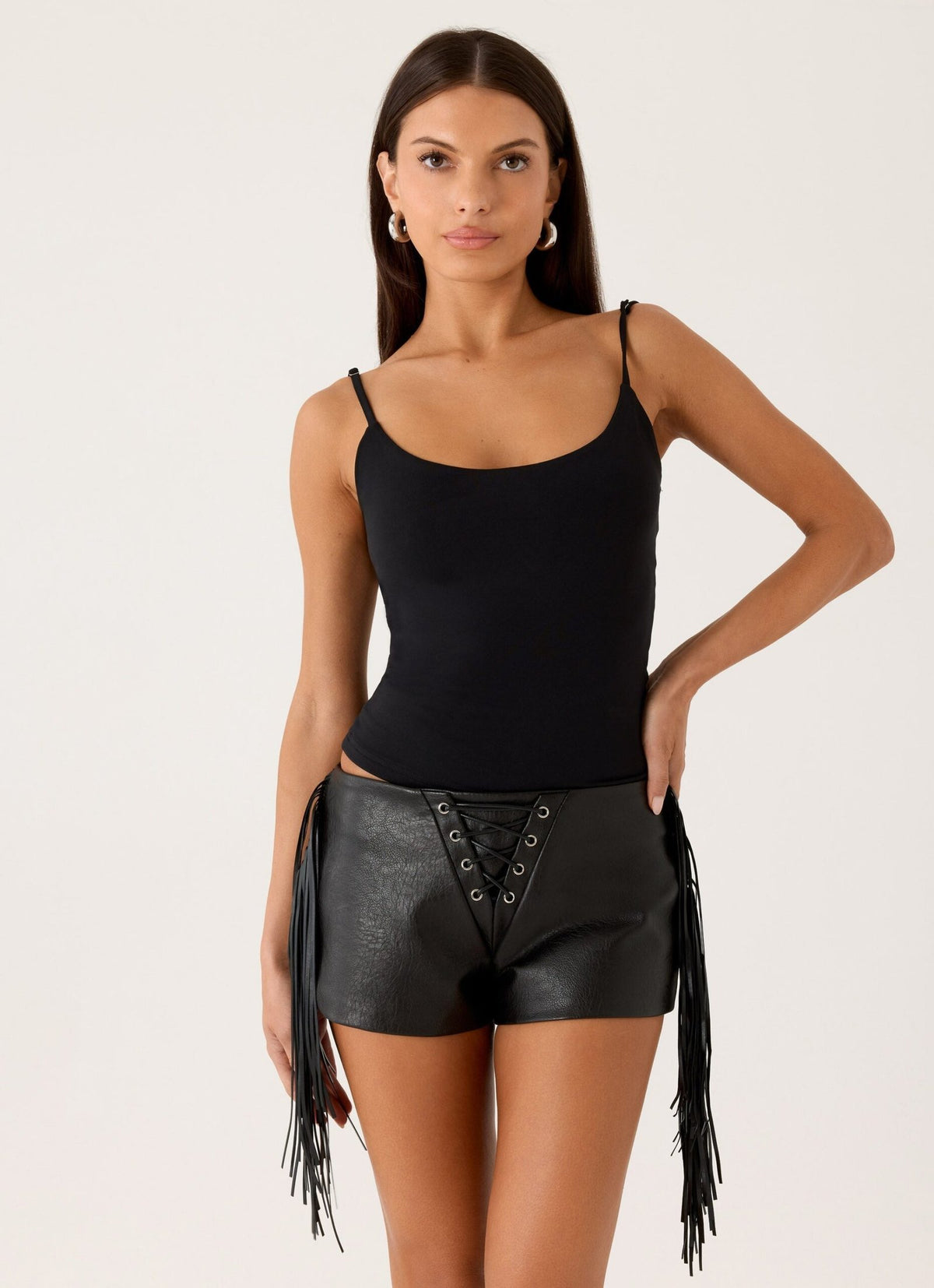 Isiah Low Rise PU Shorts – Black