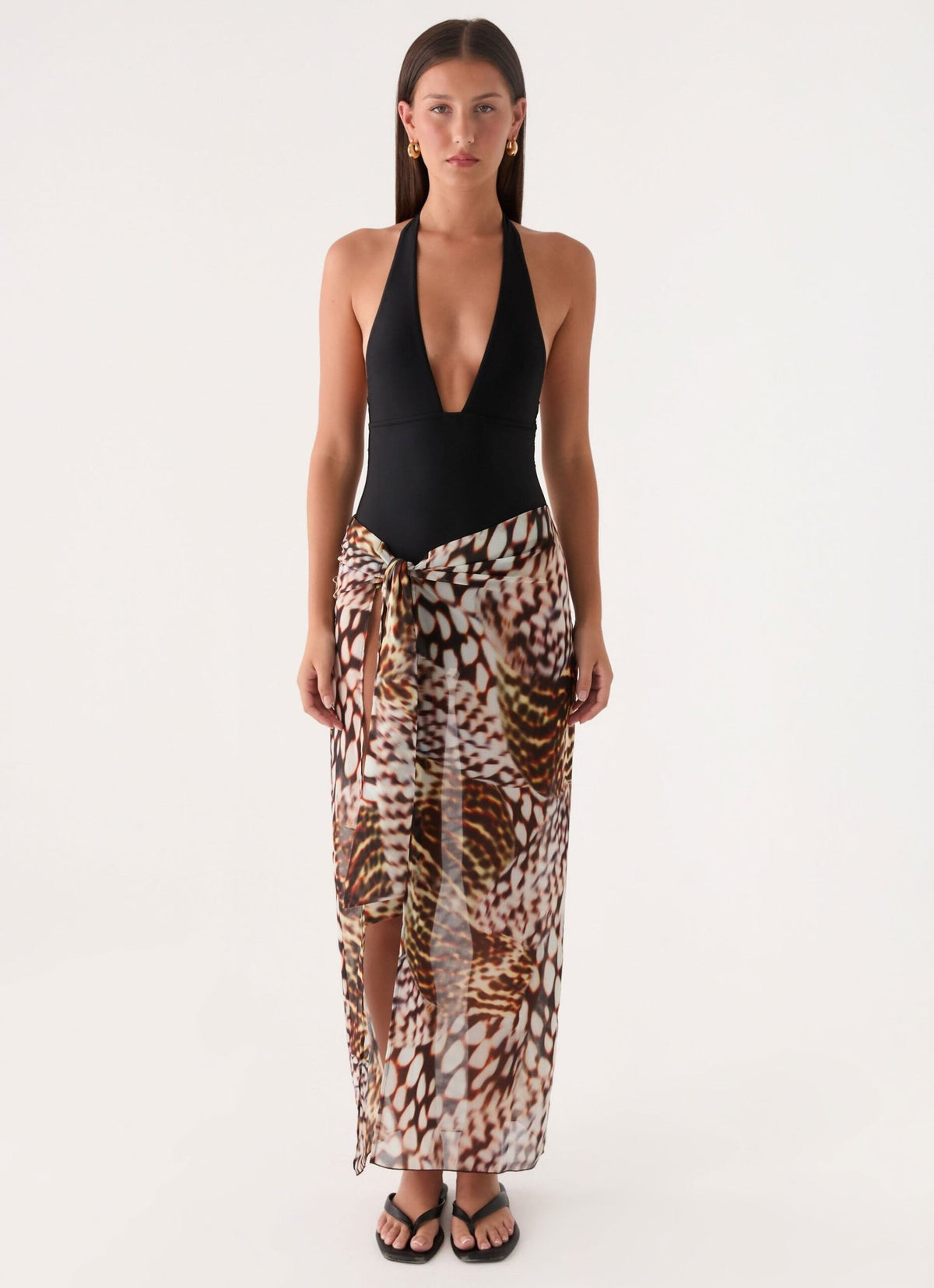 Low Tide Sarong Maxi Skirt – Leopard Hibiscus