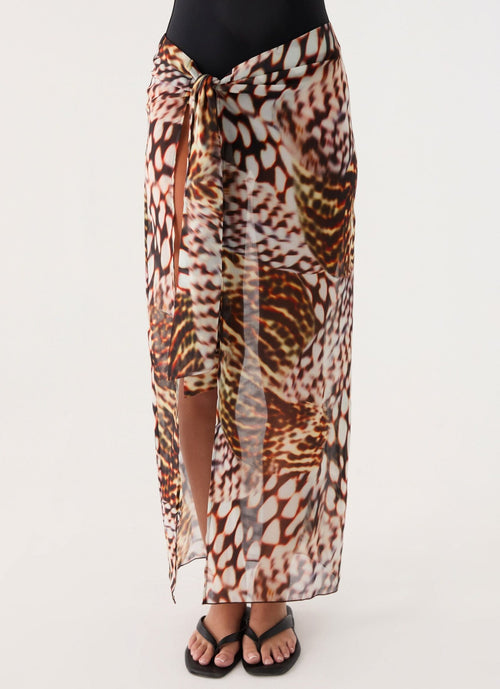 Low Tide Sarong Maxi Skirt – Leopard Hibiscus