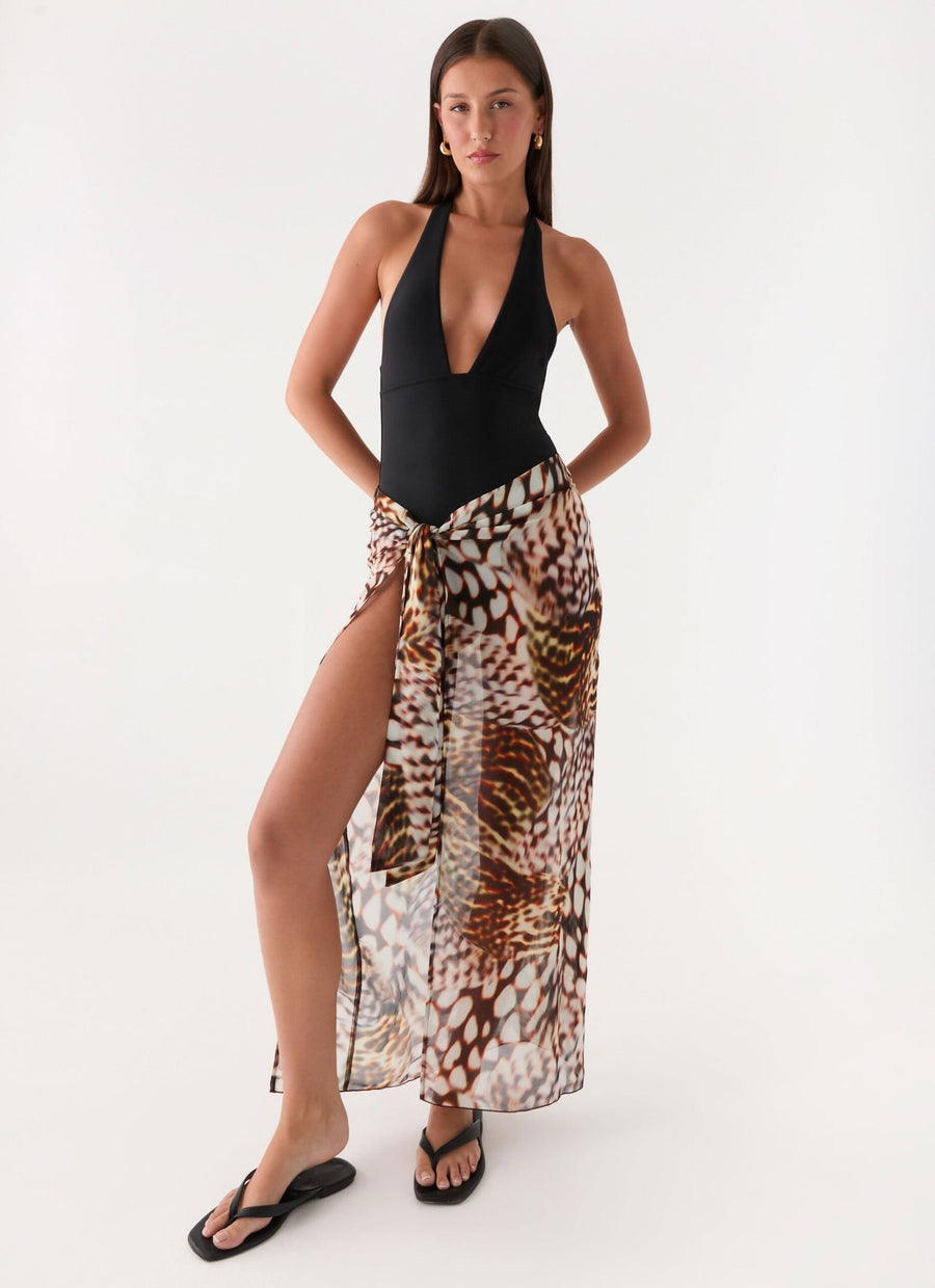 Low Tide Sarong Maxi Skirt – Leopard Hibiscus