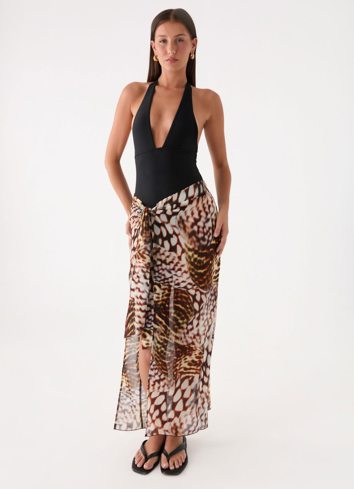 Low Tide Sarong Maxi Skirt – Leopard Hibiscus