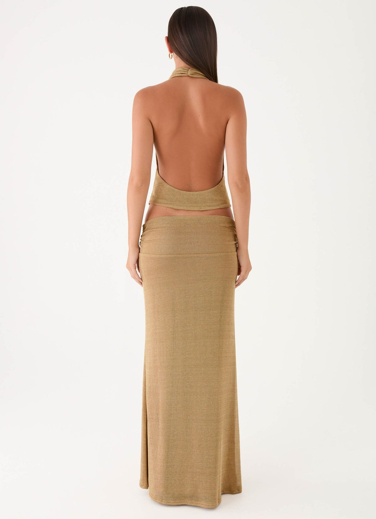 Olyssia Shimmer Maxi Skirt – Shimmer Gold