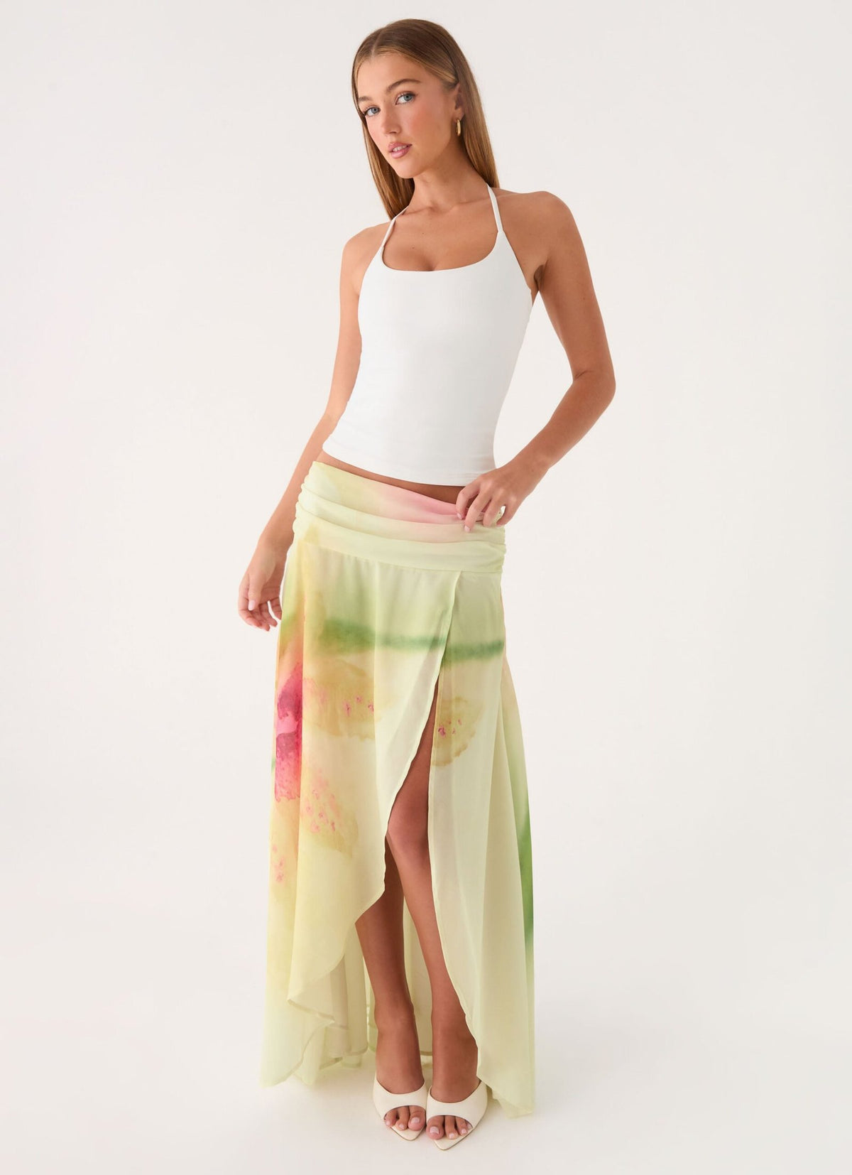 a Asymmetric Maxi Skirt – Soft Lily