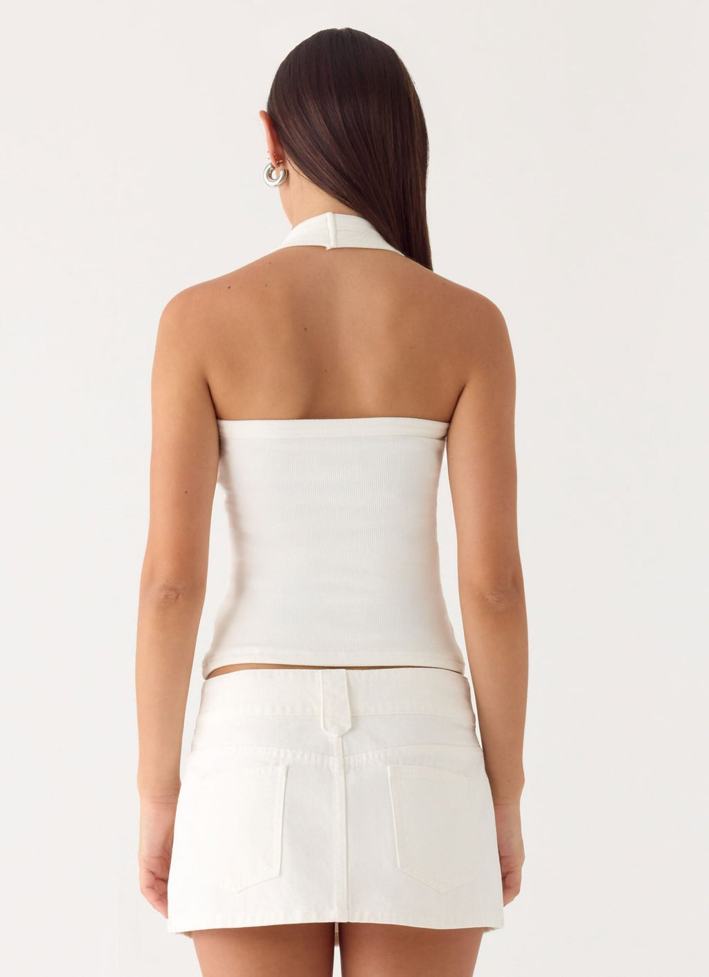 Low Rise Denim Mini Skirt – White