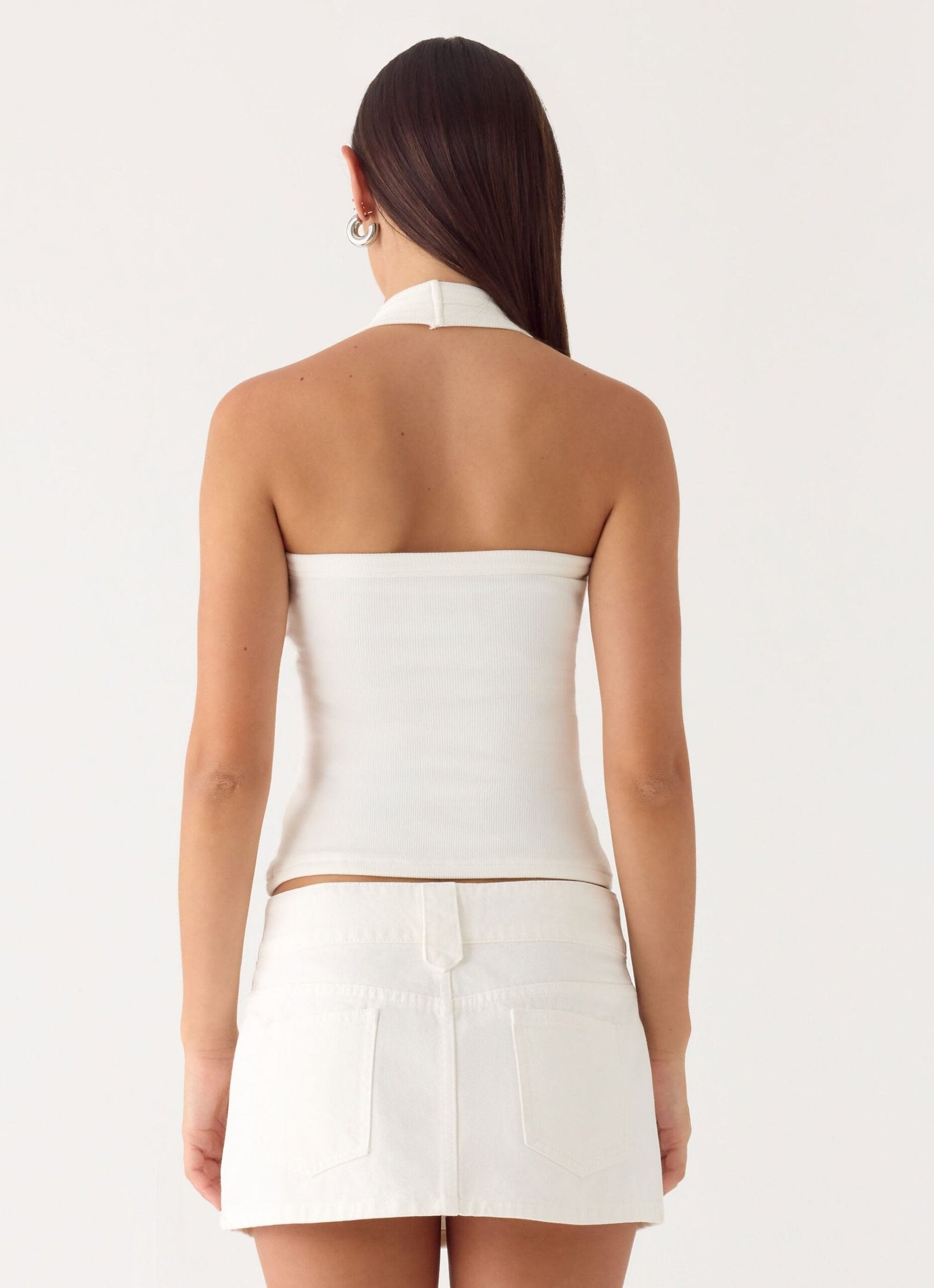 Low Rise Denim Mini Skirt – White