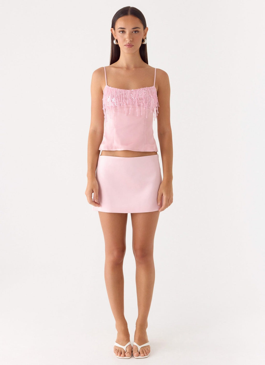 Siren Beaded Sequin Top – Pink