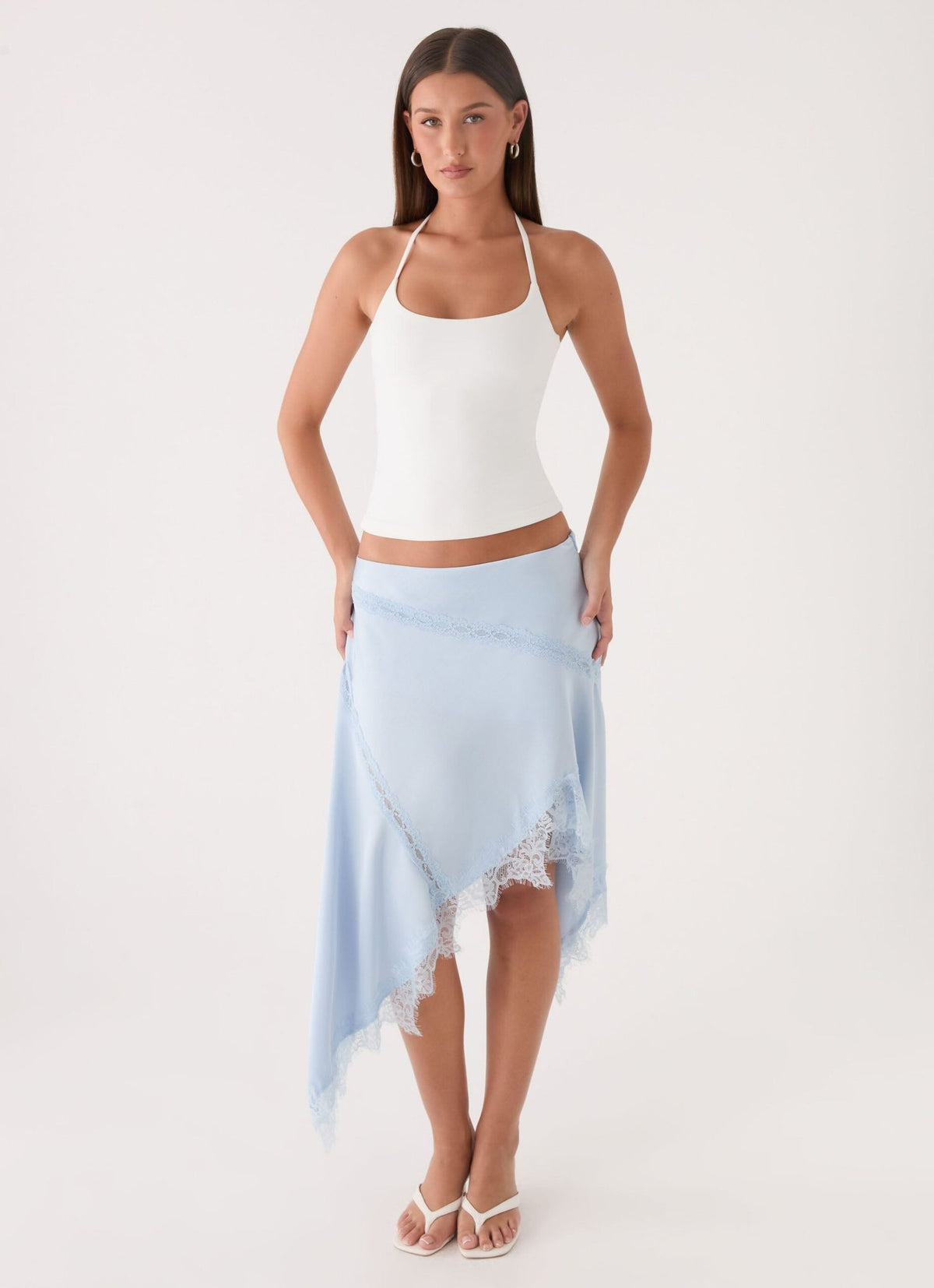 Suay Asymmetrical Midi Skirt – Blue