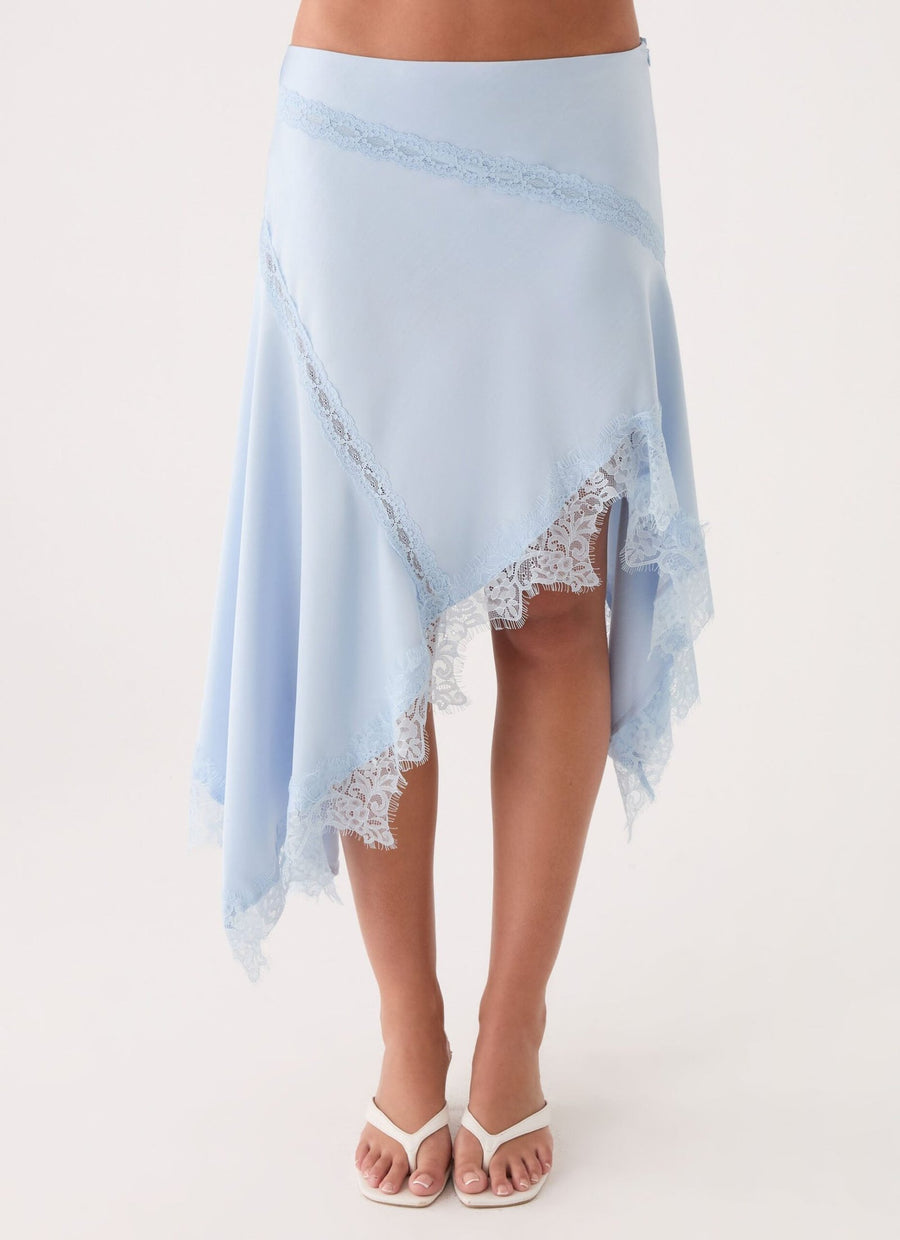 Suay Asymmetrical Midi Skirt – Blue