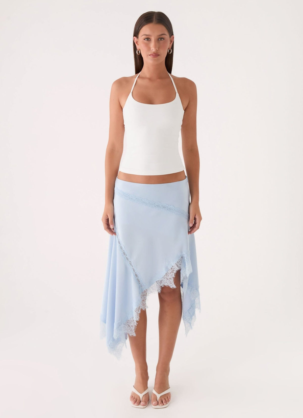 Suay Asymmetrical Midi Skirt – Blue